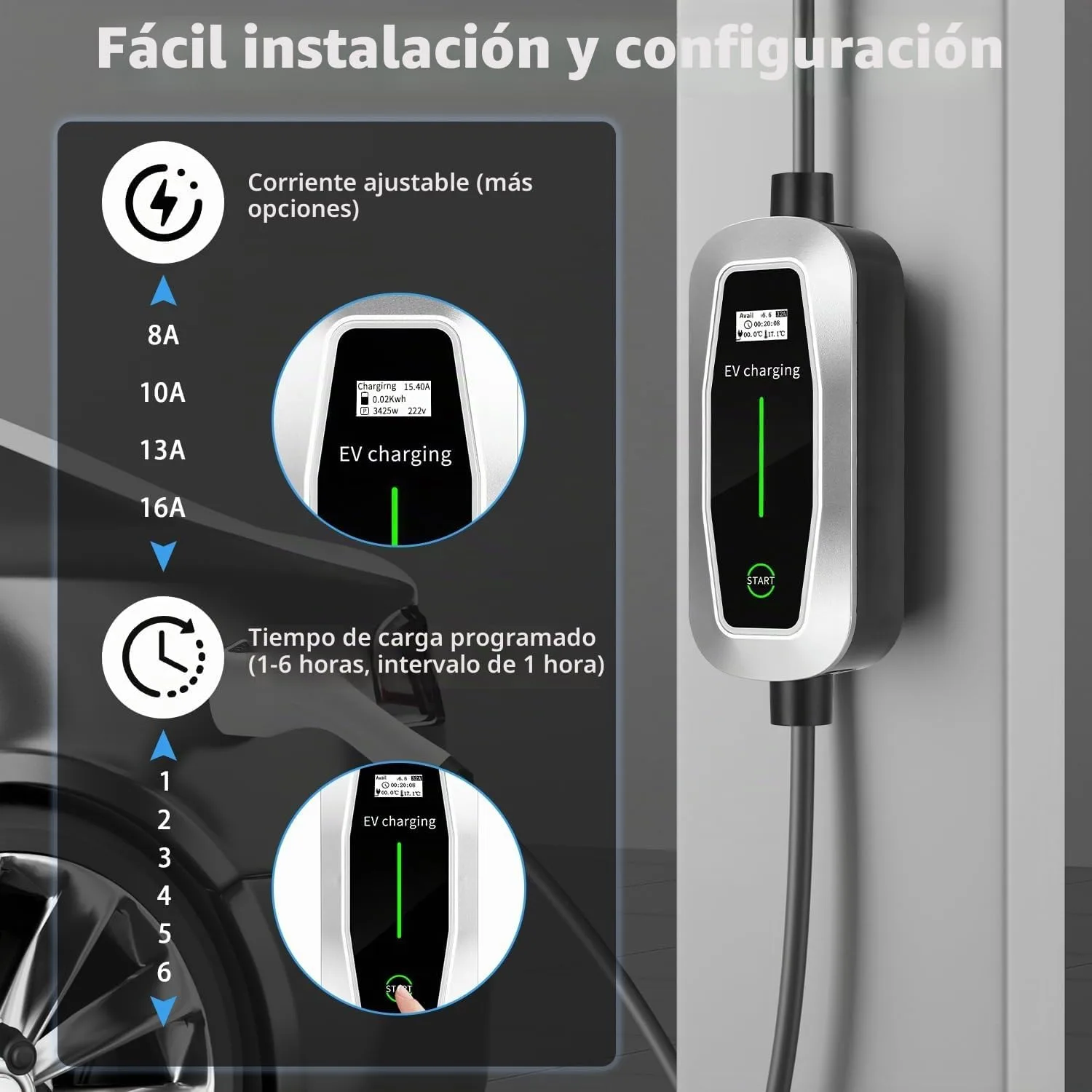 Cargador para coche eléctrico Yuxava Cargador Schuko 3,5 kW 5 m — vista 2