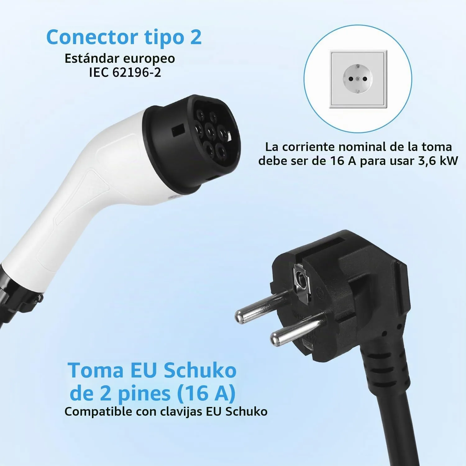 Cargador para coche eléctrico Yuxava Cargador Schuko 3,5 kW 5 m — vista 3