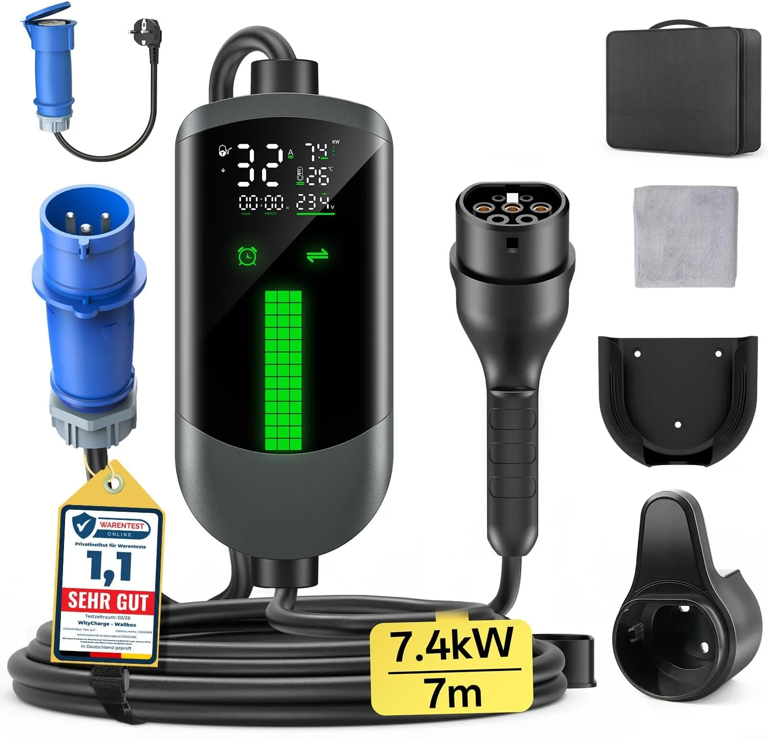 WityCharge Cargador de Pared Tipo 2 7,4 kW CEE32