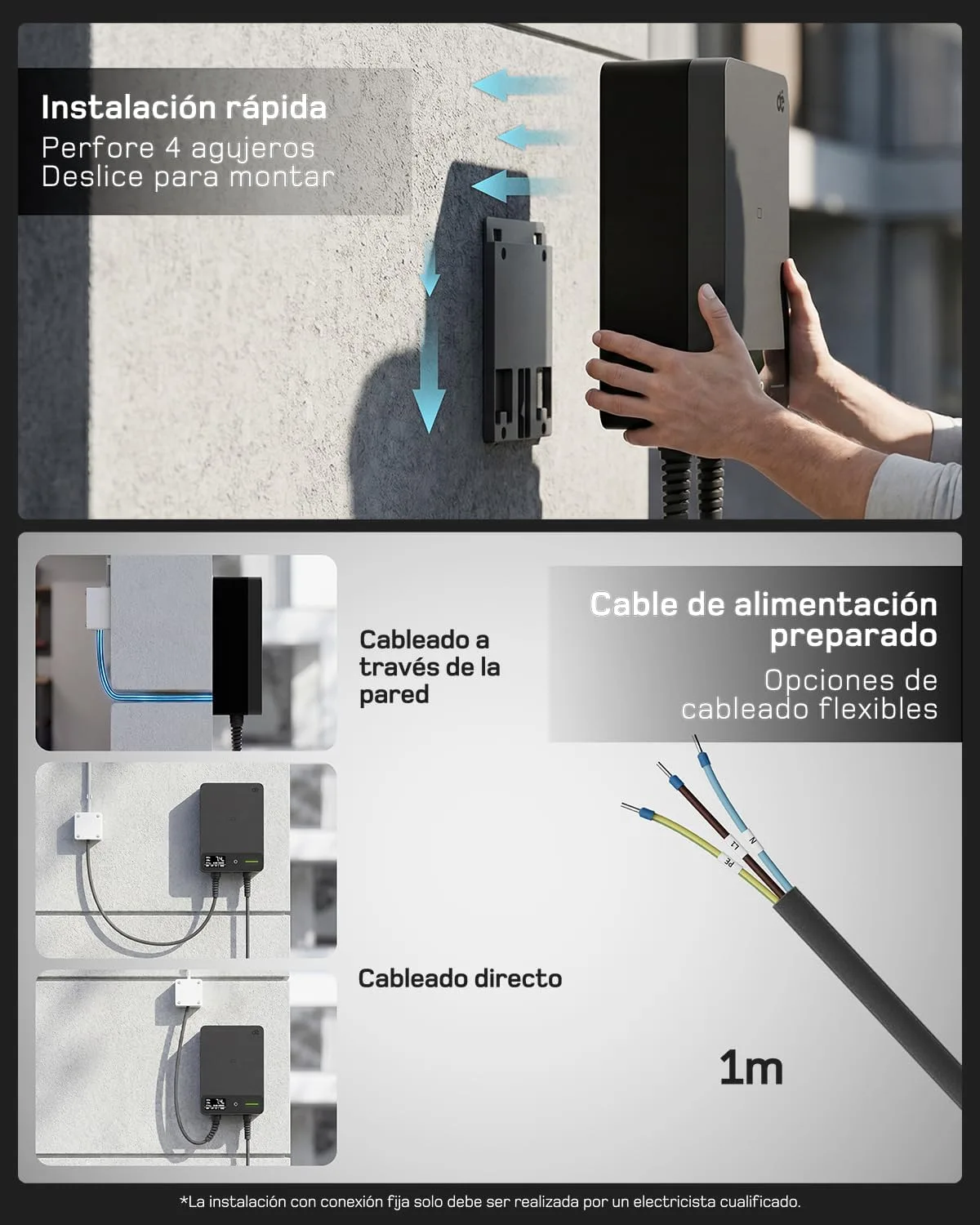 Cargador para coche eléctrico dé Wallbox 7,4 kW con App y RFID — vista 2