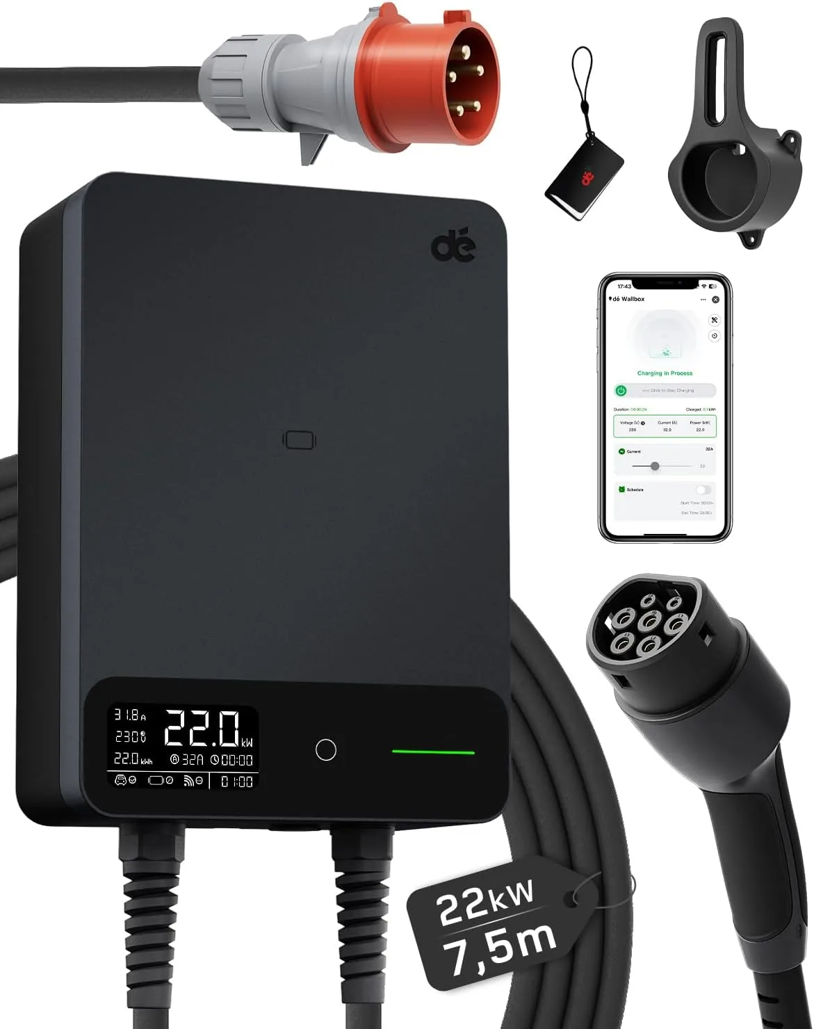 dé Wallbox 22 kW Trifásica con App y RFID