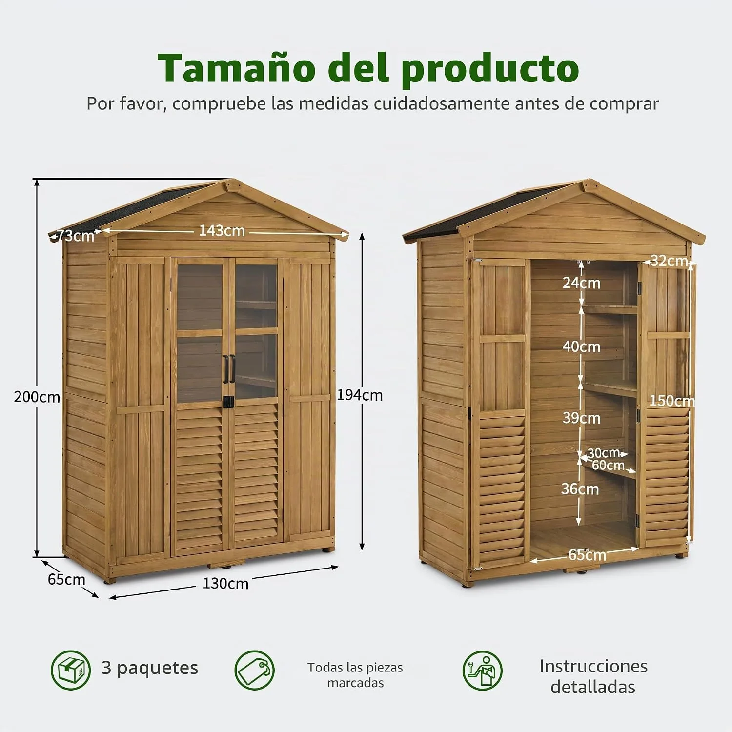 Caseta de jardín M MCombo Armario de Jardín de Madera — vista 3