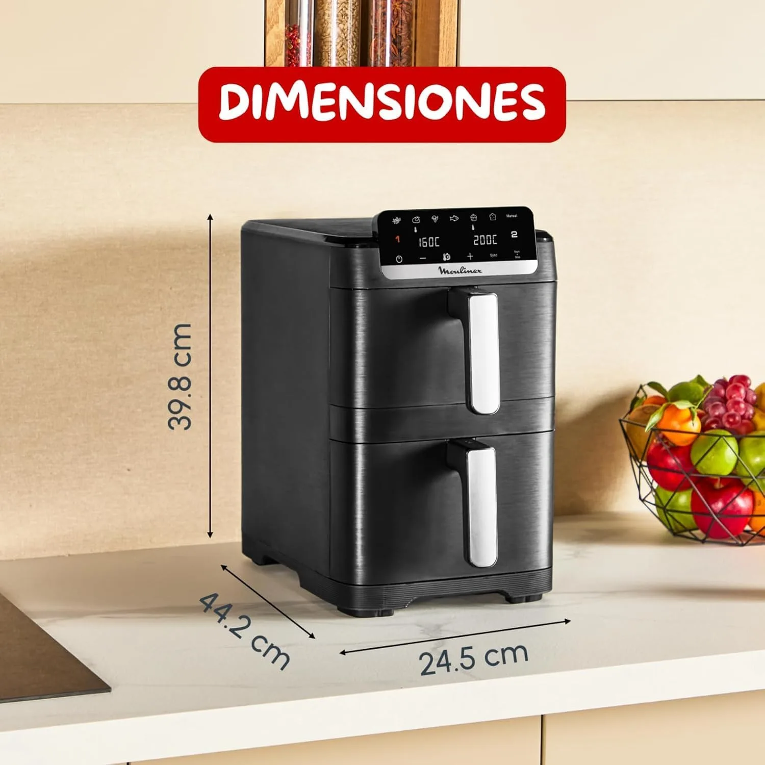 Freidora de aire Moulinex Easy Fry Crispy Stack Dual — vista 2