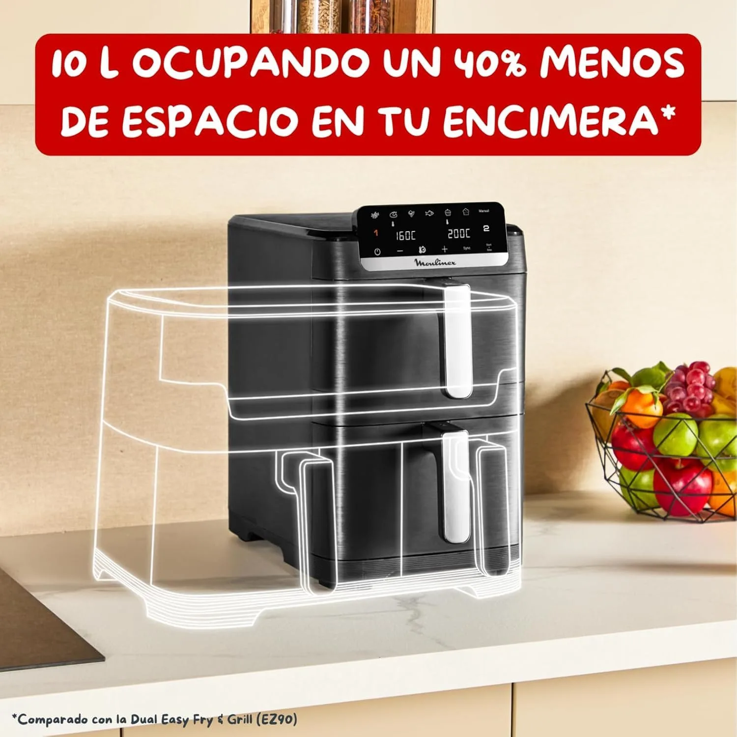Freidora de aire Moulinex Easy Fry Crispy Stack Dual — vista 3