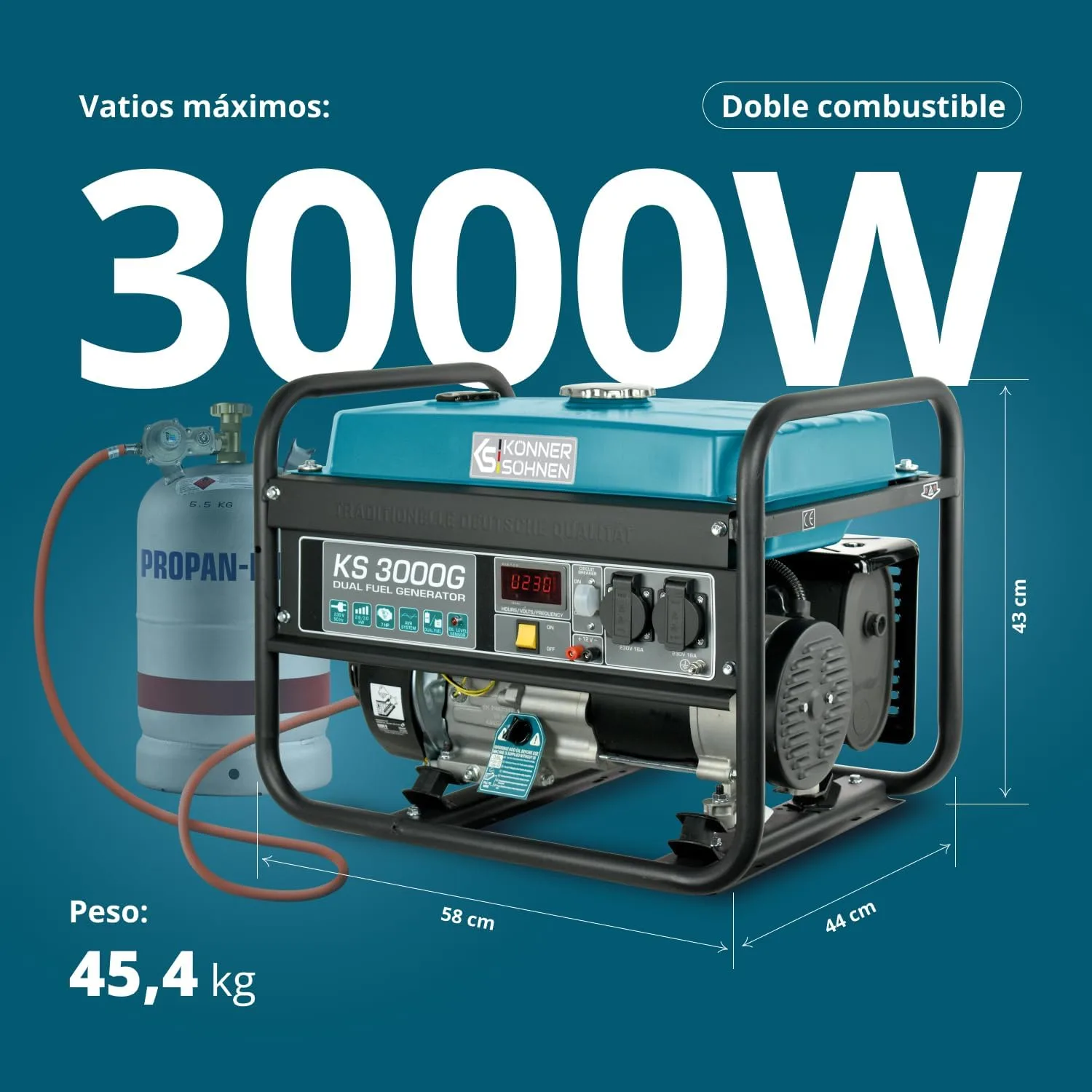 Generador eléctrico Könner & Söhnen KS 3000G Dual Fuel — vista 3