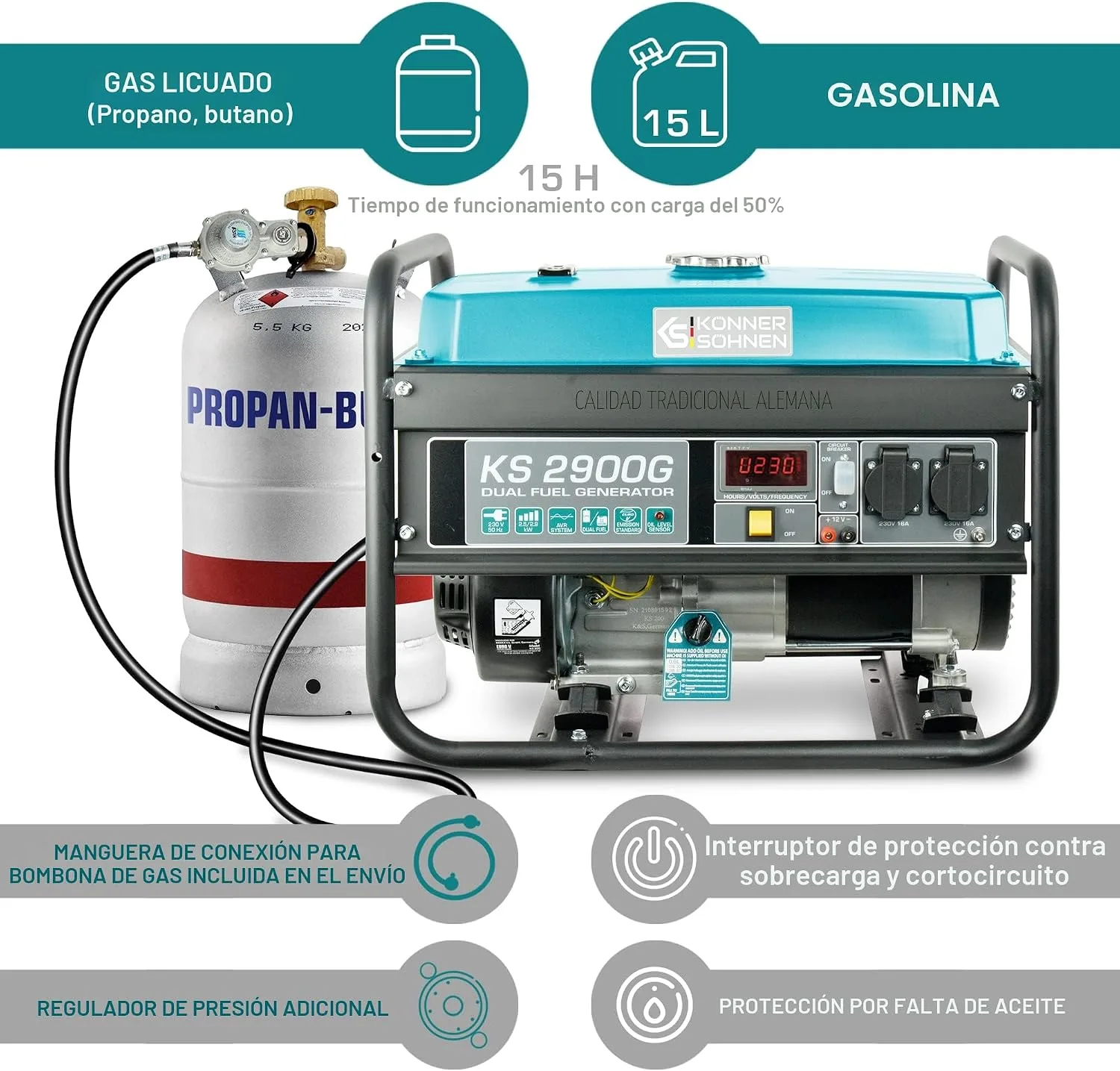 Generador eléctrico Könner & Söhnen KS 2900G Dual Fuel — vista 2