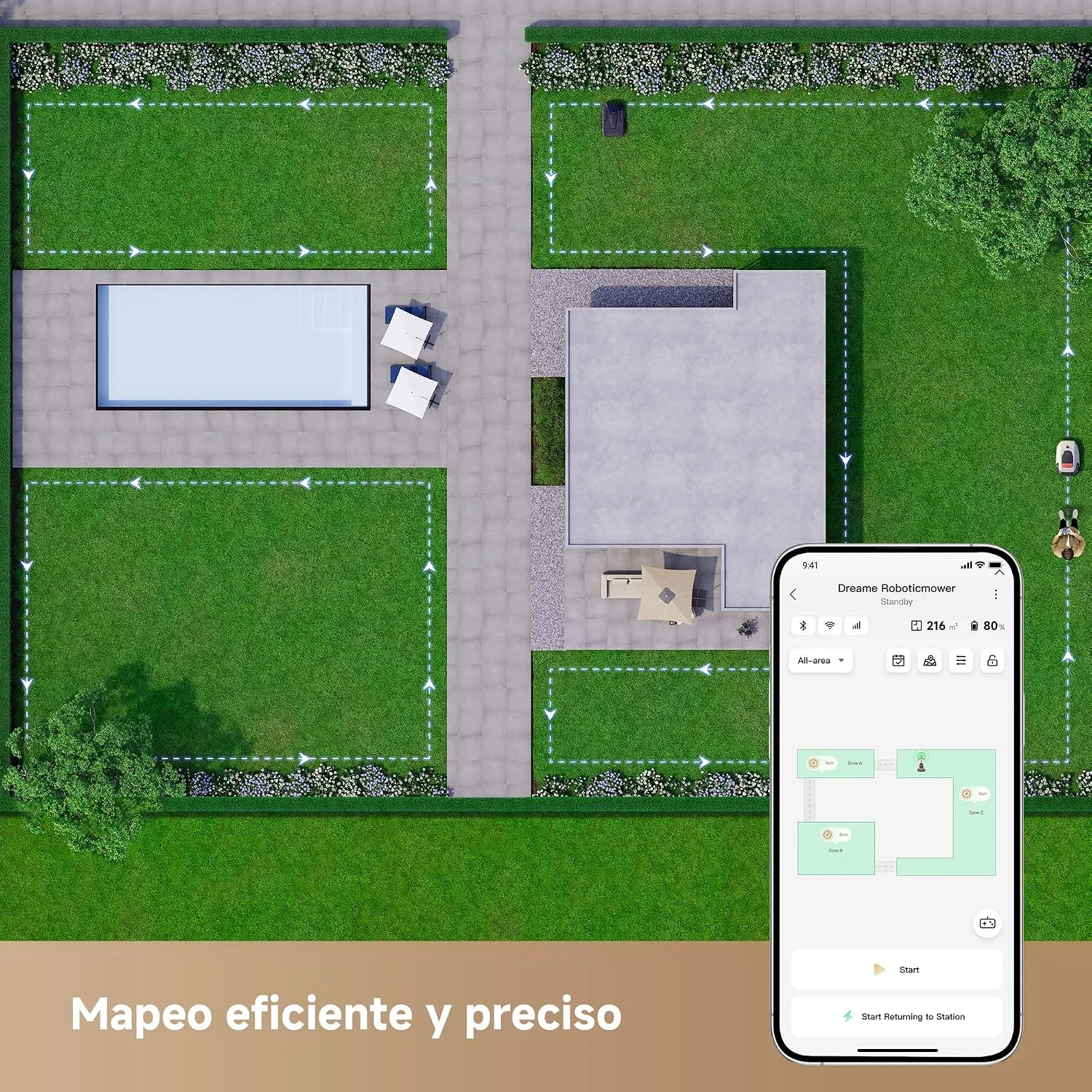 Robot cortacésped Dreame A1 Pro — vista 3