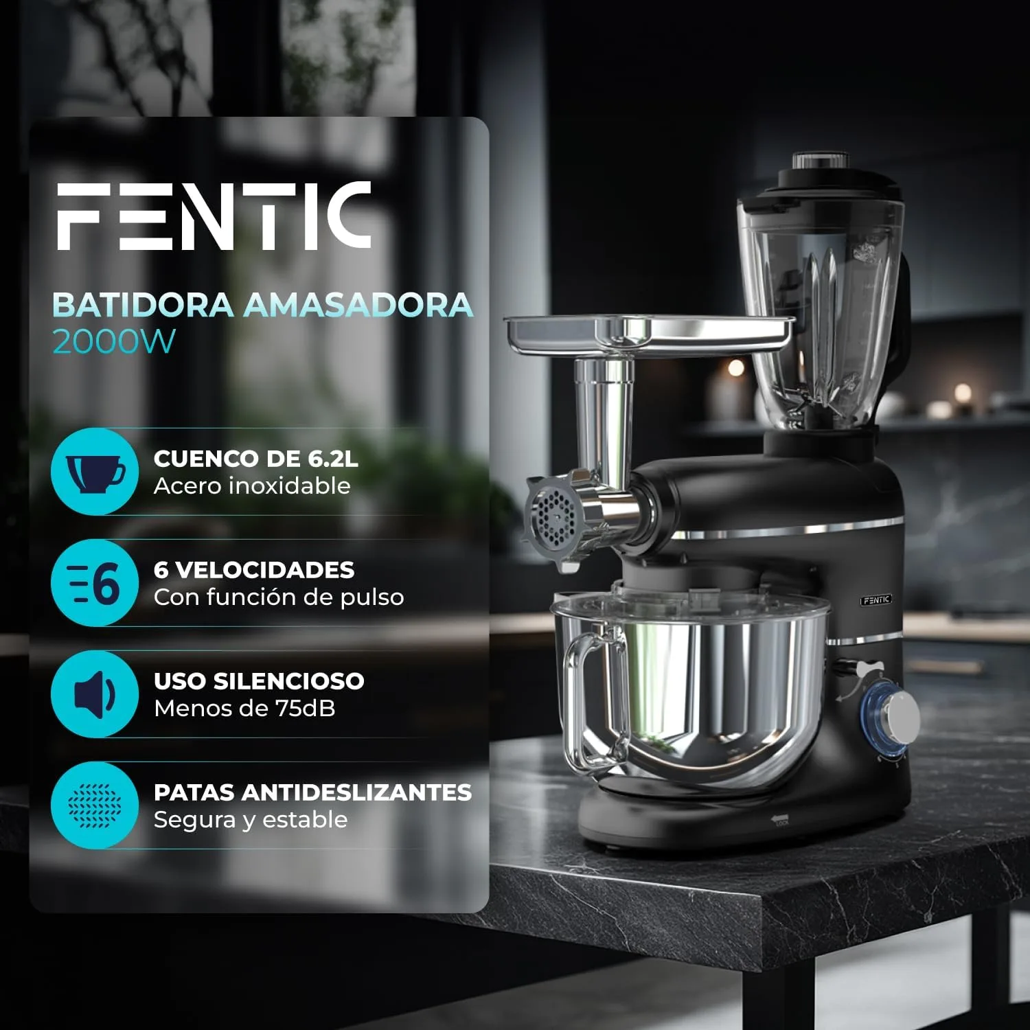 Robot de cocina Fentic Batidora Amasadora 6 en 1 — vista 2