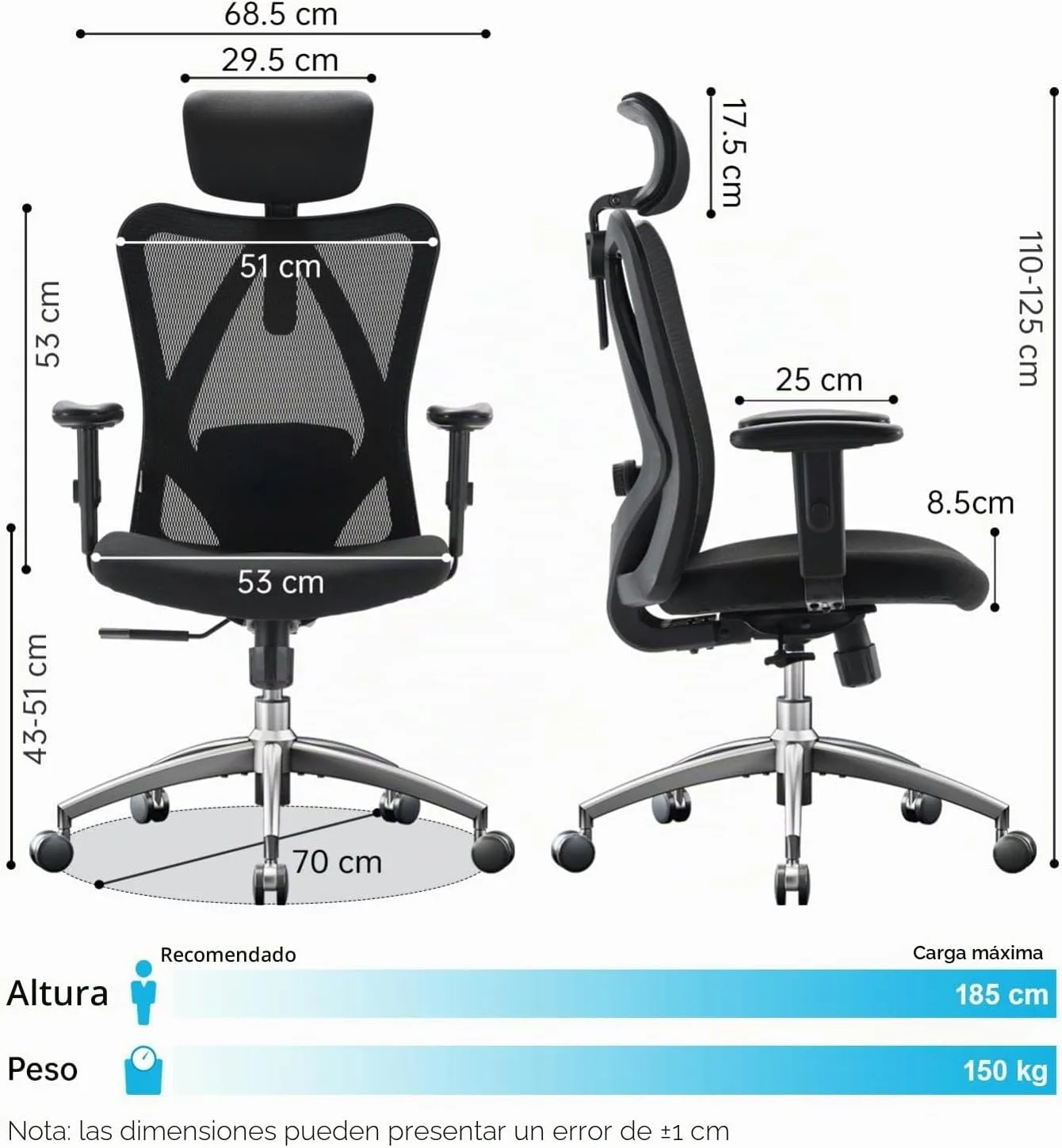 Silla de oficina SIHOO M18 — vista 3