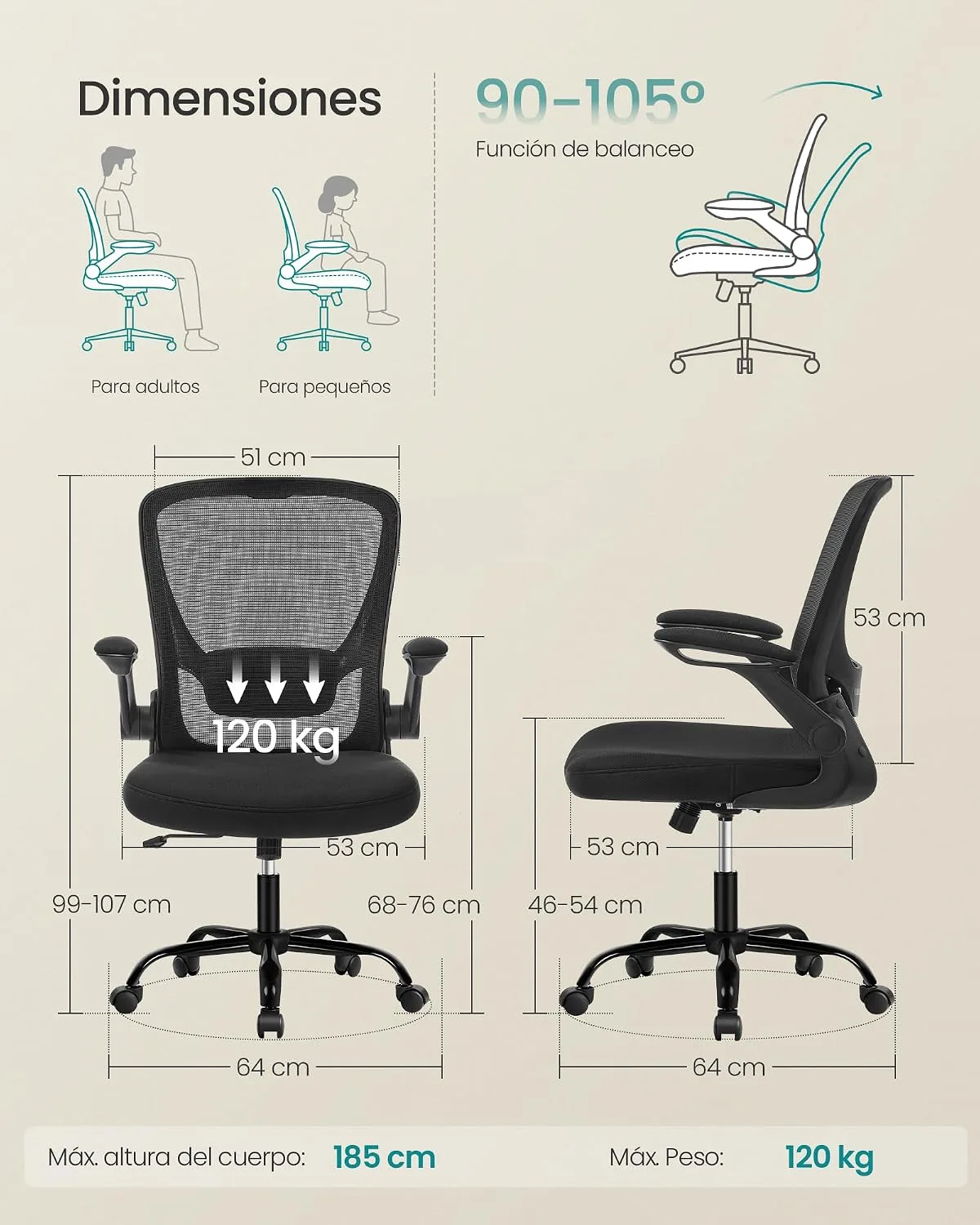 Silla de oficina SONGMICS OBN037 — vista 3